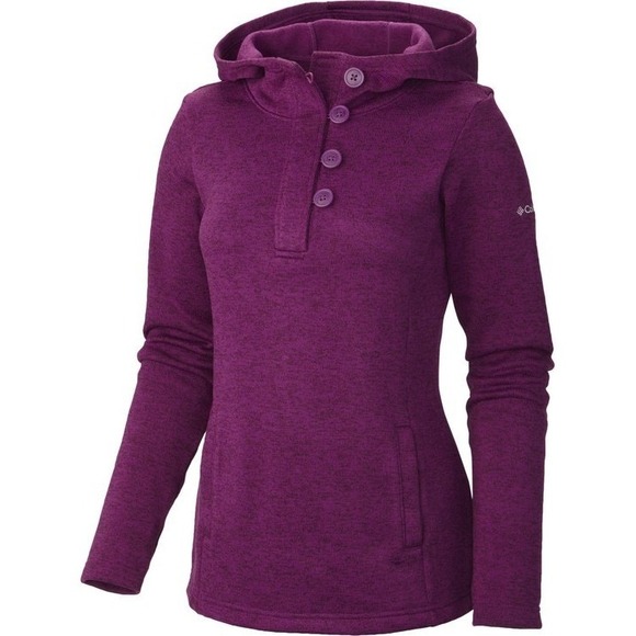 Columbia Darling Days Pullover Hoodie Buttons Pocket Purple Outdoors Women's Med - Picture 1 of 8